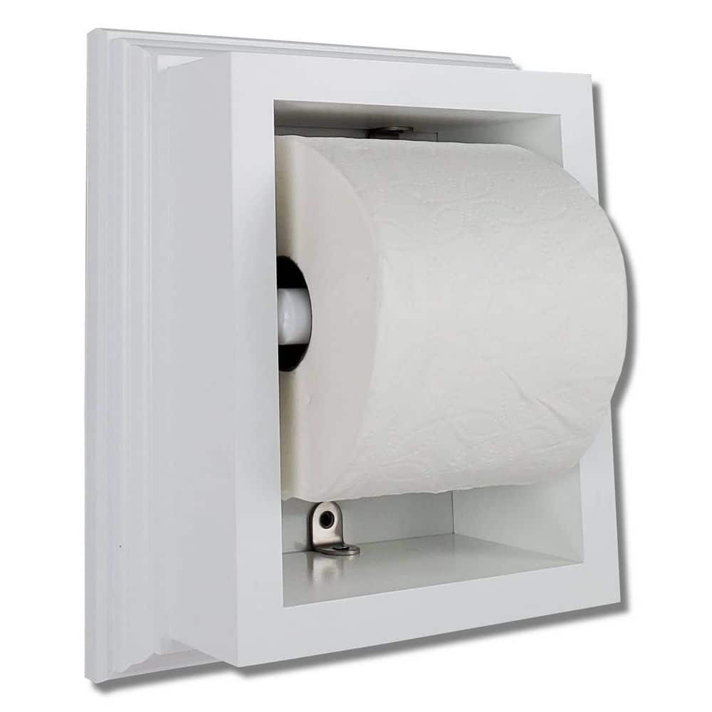 White-vertical Mount Wood Paper Towel Holder 