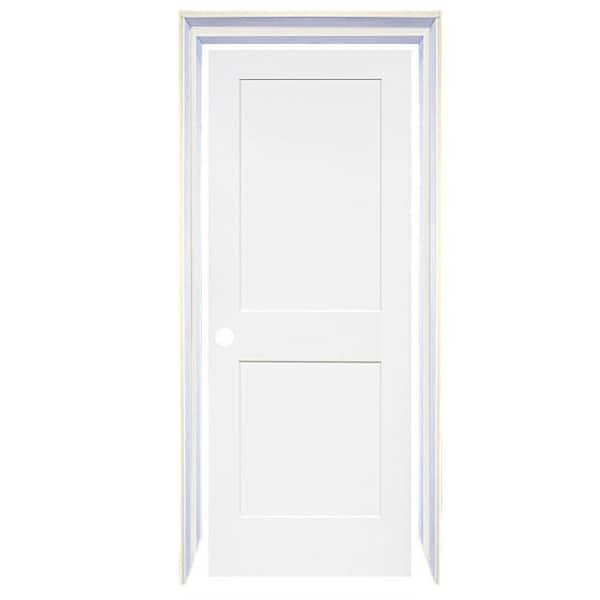 80 in. H x 28 in. W 2-Panel Shaker White Solid Core Wood with Bore Hole Slab with Jamb Kit