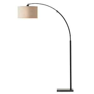 Logan 76 in. Black Dimmable Arc Floor Lamp with Marble Base - LED Bulb Included