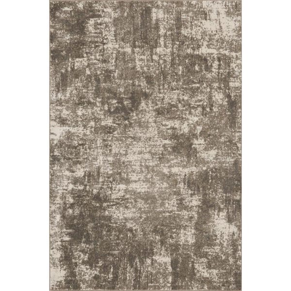 Brown Contemporary Border Area Rug 2x3 Modern Carpet - About 1' 10