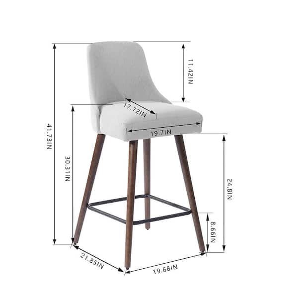 30 in. Benfield Stone Gray/Sable Wood Upholstered Bar Stools with Back (Set of 2)