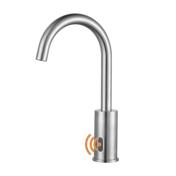 Sensor Touchless Single Hole Bathroom Sink Faucet with Deckplate Included in Brushed Nickel