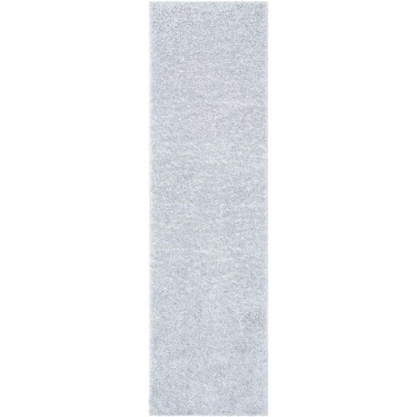 Well Woven Elle Basics Emerson Solid Shag Light Grey 2 ft. 7 in. x 9 ft. 6 in. Runner Area Rug
