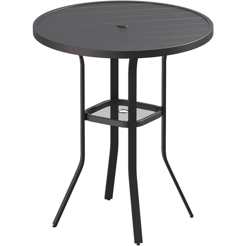 27.6 in. Black Round Metal Patio Dining Table, All-Weather Outdoor Bistro Table for Lawn and Backyard price history on PriceWatchPro