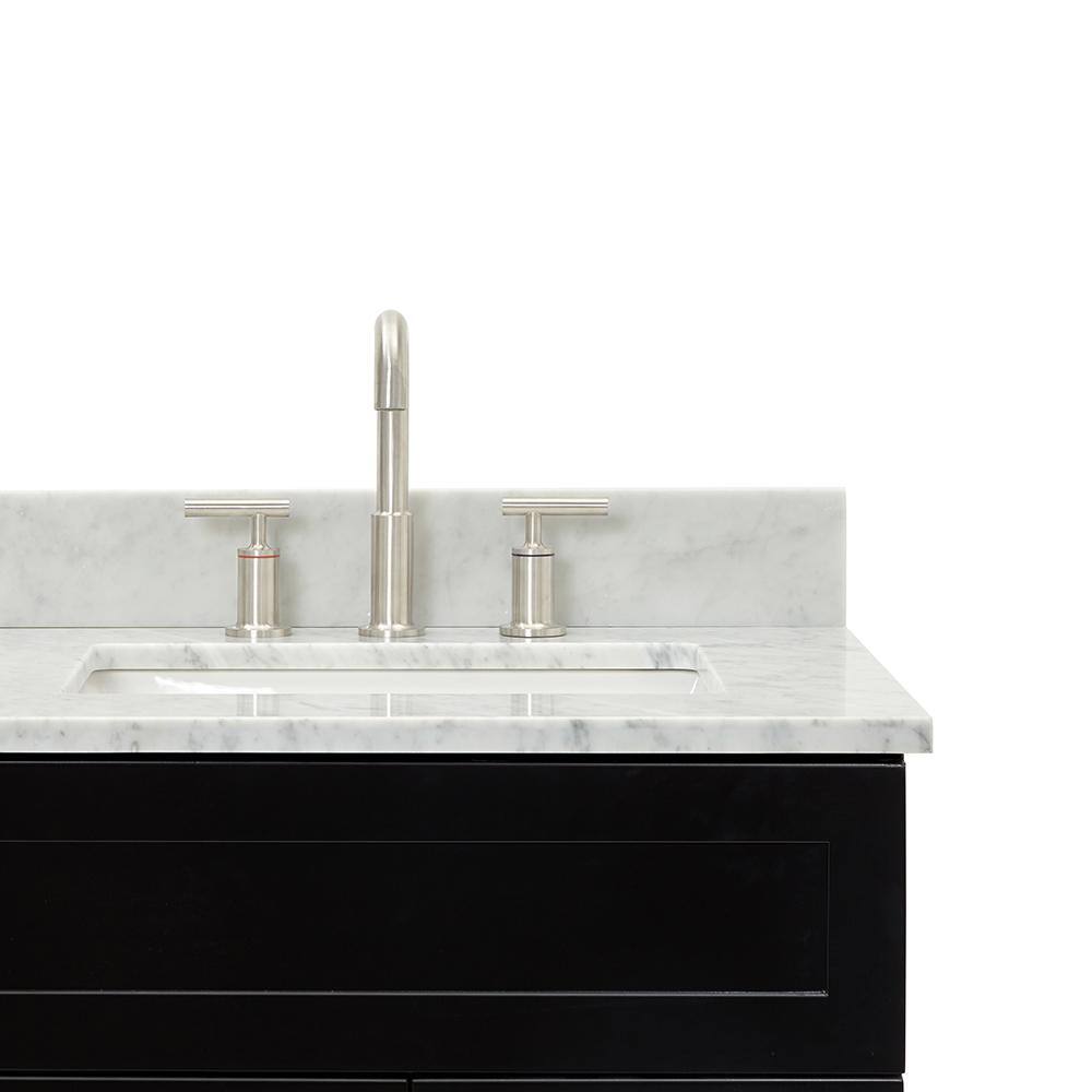 Hamlet Black Freestanding Single Sink Vanity with White Marble Top