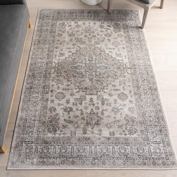 Samira Medallion Beige 9 ft. x 12 ft. Indoor Area Rug