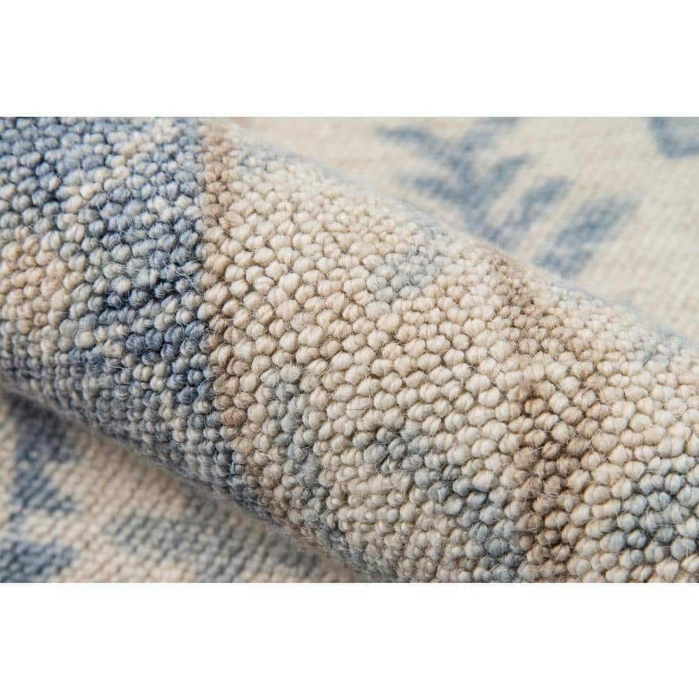 Anatolia Blue and Beige Wool Runner Rug