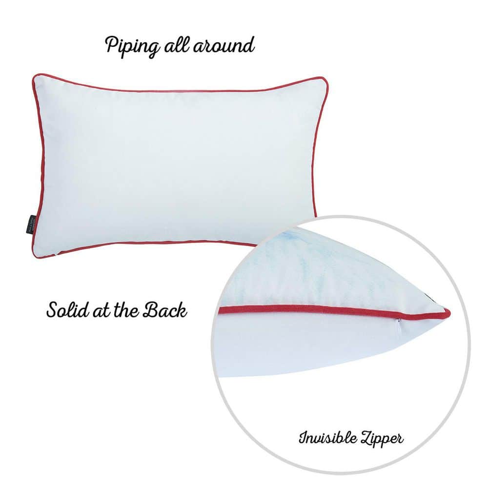 White and Red Christmas Lumbar Pillow Cover 12" x 20"