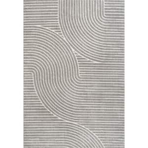Skagen Minimalist Curve Geometric Gray/Ivory 3 ft. x 5 ft. Area Rug