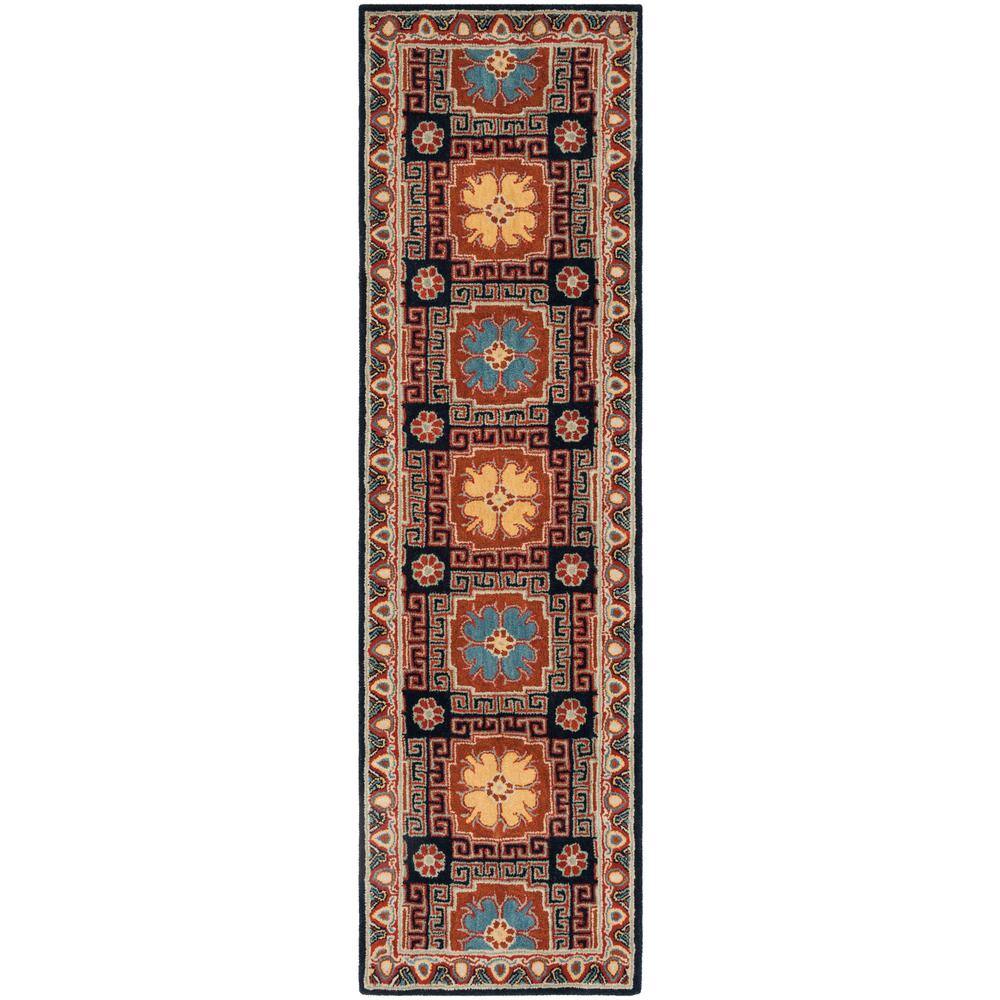 UPC 889048492516 product image for SAFAVIEH Heritage Navy/Orange 2 ft. x 8 ft. Border Runner Rug | upcitemdb.com