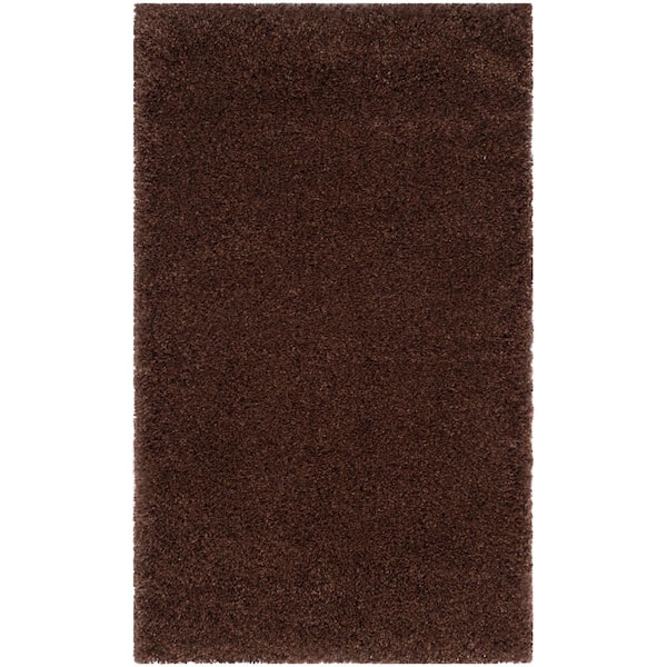 SAFAVIEH Santa Monica Shag Brown Doormat 3 ft. x 5 ft. Solid Area Rug