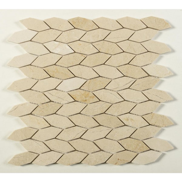 Channing Latte Elongated Hex Cream 4.5 in. x 8.25 in. Smooth Natural Stone Mosaic Wall Tile Sample