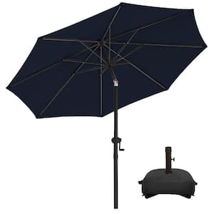 10 ft. Aluminum Patio Umbrella Market Umbrella, Fade Resistant and Base Included in Navy Blue