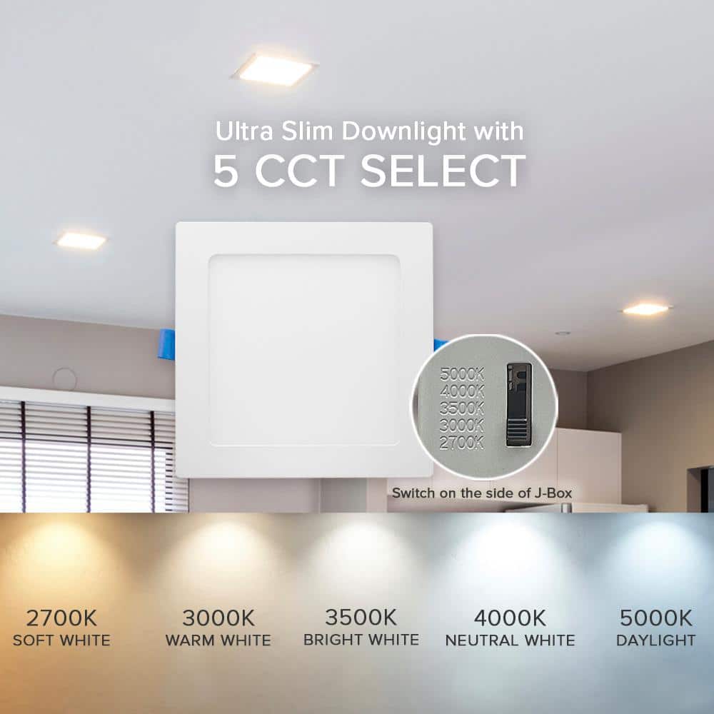 6-Inch White Aluminum Square LED Recessed Downlight