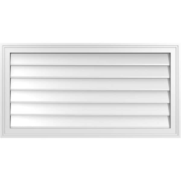 Ekena Millwork 38" x 20" Rectangular White PVC Paintable Gable Louver Vent Non-Functional
