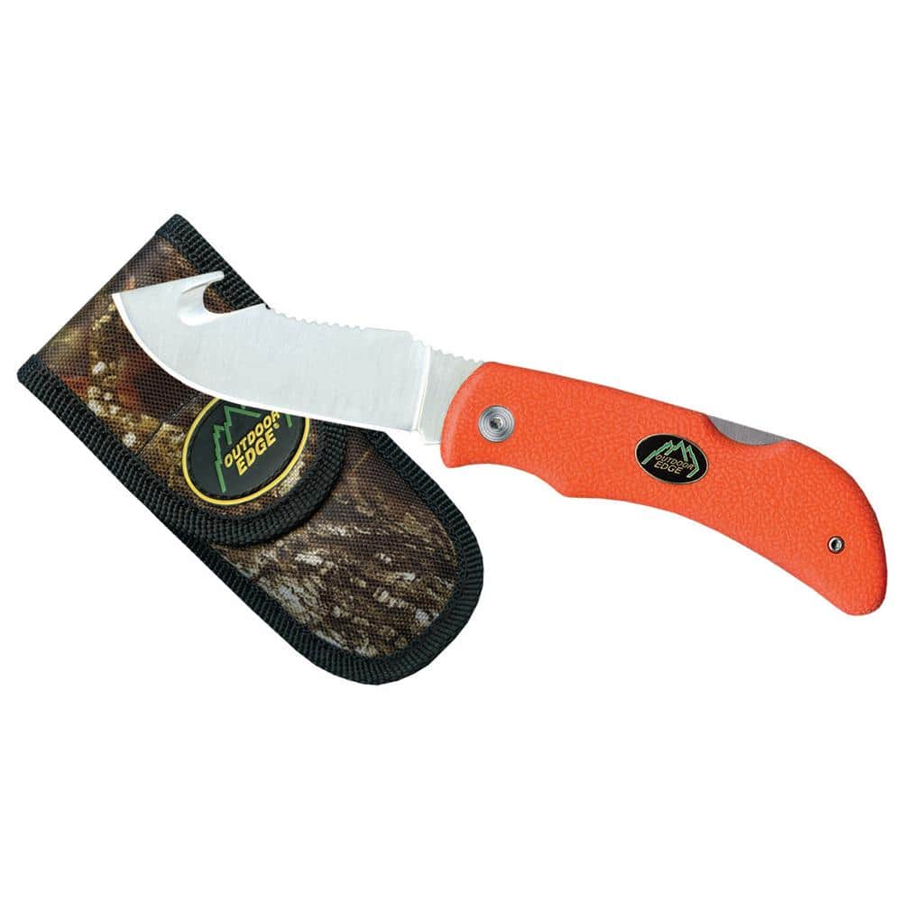 Outdoor Edge Mini Grip Pocket Knife Mini-Blaze Orange Kraton Handle