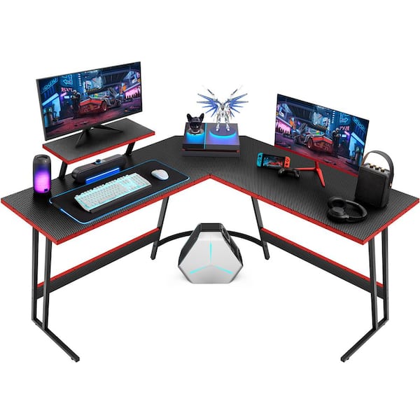 achterstalligheid bizon Tahiti LACOO L Shaped Gaming Desk 51 in. Computer Corner Desk PC Gaming Table with  Large Monitor Riser Stand(Black) T-GD20L6BK - The Home Depot