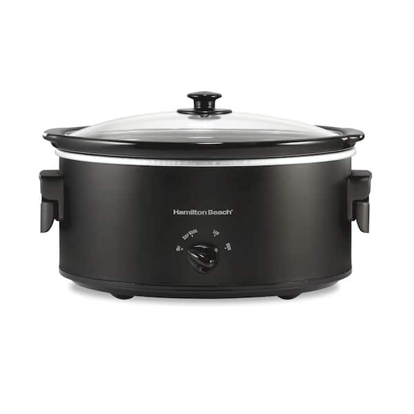 6 qt. Black Slow Cooker with Folding Handles