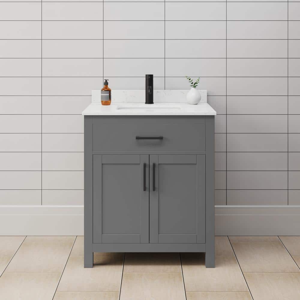 Beckett 30 in. W x 22 in. D x 35 in. H Single Sink Bathroom Vanity in Dark Gray with Carrara Cultured Marble Top price history on PriceWatchPro