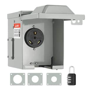 RV Power Outlet Box Indoor/Outdoor 30 Amp 125-Volt/250-Volt Receptacle Panel NEMA TT-30R Single Outlet for RV Camper Car