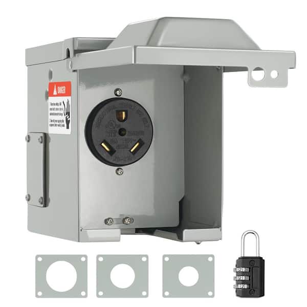 VEVOR RV Power Outlet Box Indoor/Outdoor 30 Amp 125-Volt/250-Volt