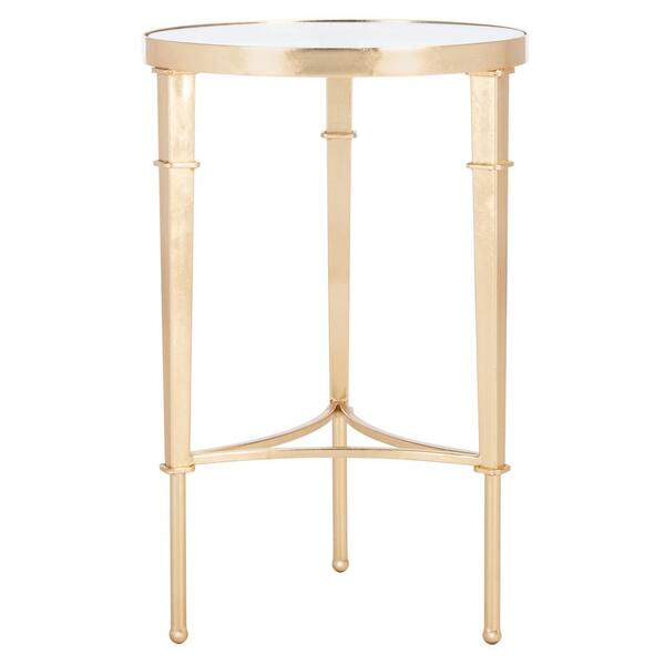 SAFAVIEH Carly 16 in. Gold Round Glass End Table