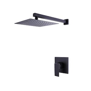 Single-Handle 1-Spray Square High Pressure Shower Faucet in Matte Black (Valve Included)