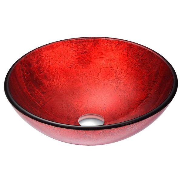 ANZZI Crown Series Deco-Glass Vessel Sink in Lustrous Red