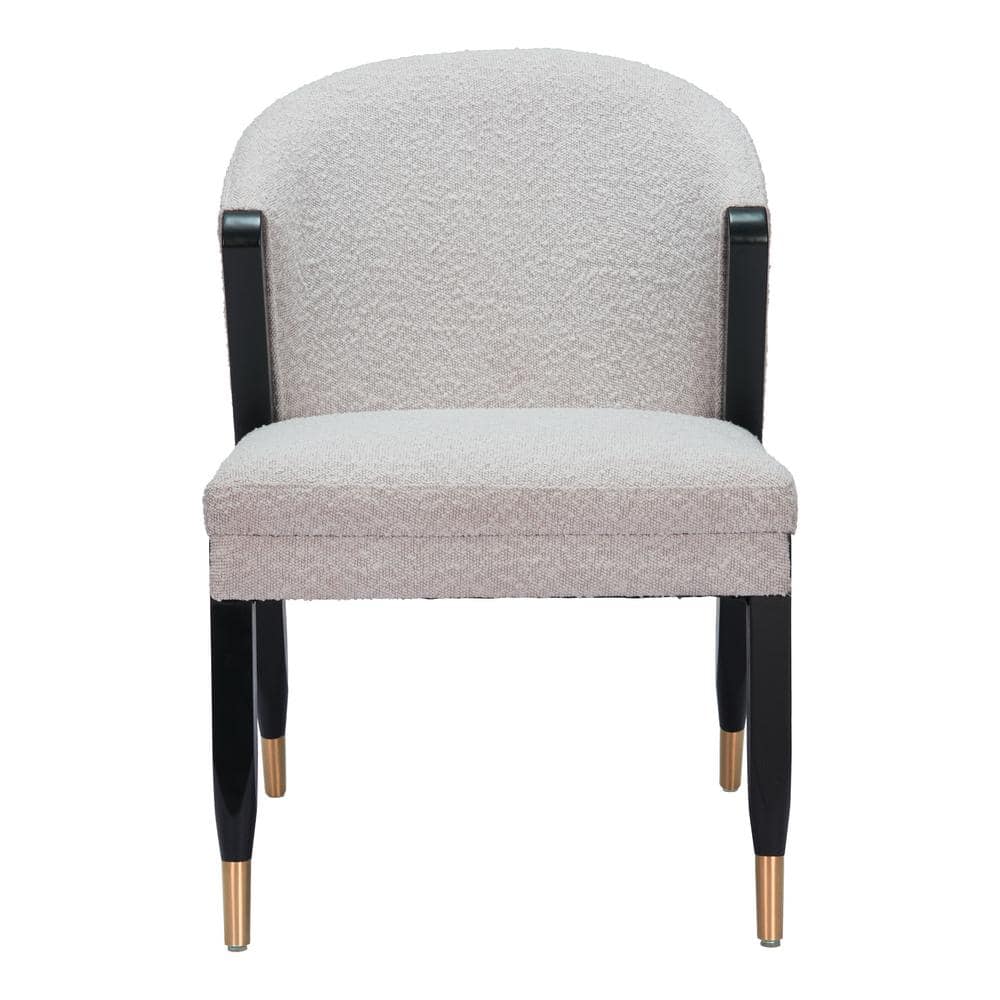 Misty Gray Upholstered Low Side Chair with Wood Frame