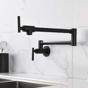 Kafir 2-Handle Wall Mounted Pot Filler in Matte Black