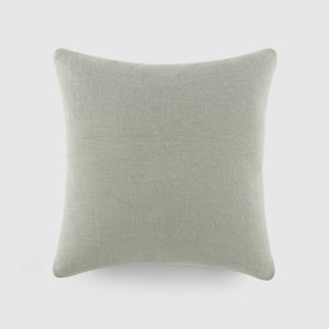 Washed and Distressed Cotton 20 in. x 20 in. Décor Throw Pillow in Light Gray