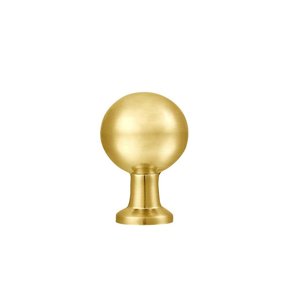 Brushed Brass Round Cabinet Knob with Mounting Hardware