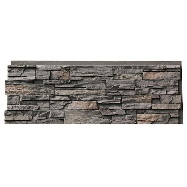 Country Ledgestone 43.5 in. W x 15.5 in. L Appalachian Gray Faux Stone Panel Siding
