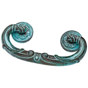 French Romantic 2-1/2 in. (64 mm) Teal Patina Cabinet Drawer Bail Pull