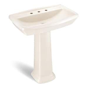 Designer Biscuit 30 in. Pedestal Combo Bathroom Sink with 8 in. Faucet Center (Virtual SKU)