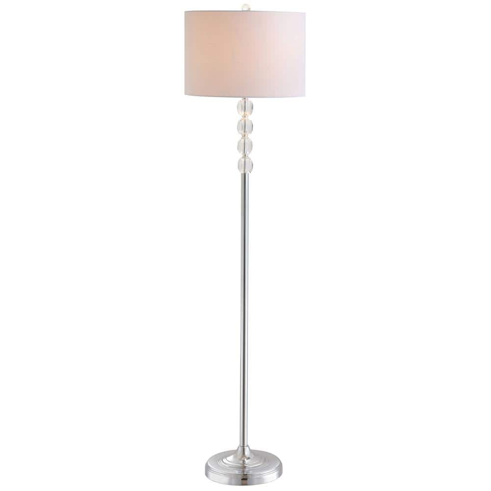 Aubrey Transitional Glam 59.5" White Linen Shade Crystal Floor Lamp