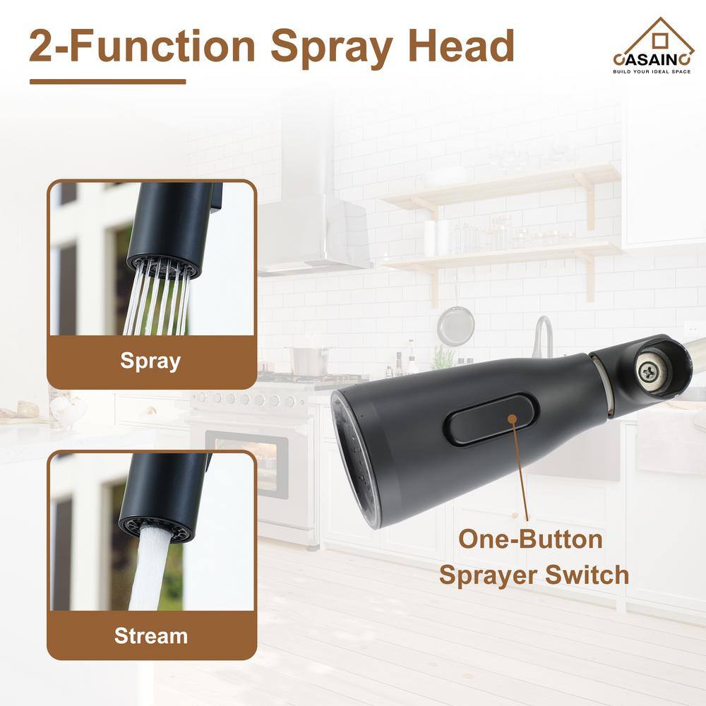 Matte Black Stainless Steel Touchless Kitchen Faucet with Pull-out Spray