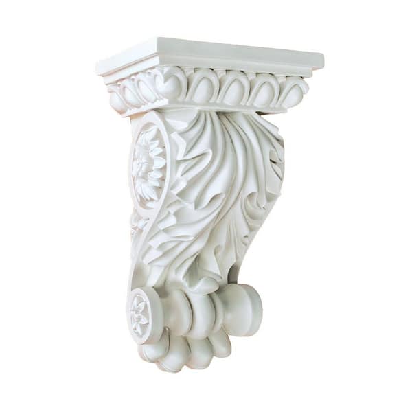 American Pro Decor 4-7/8 in. x 8-1/8 in. x 3-7/16 in. Primed Polyurethane Decorative Acanthus and Egg and Dart Corbel