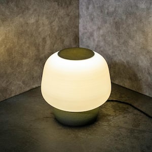 Mushroom 10 in. White/Green Modern Classic Plant-Based PLA 3D Printed Dimmable LED Table Lamp