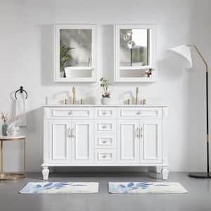 60 in. W x 22 in. D x 35 in. H Bath Vanity in White with Carrera White Vanity Top and Medicine Cabinet