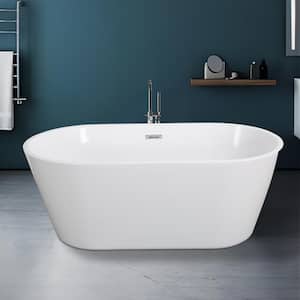 67 in. x 31.10 in. Acrylic Freestanding Flatbottom Soaking Non-Whirlpool Double-Slipper Bathtub in Ivory White