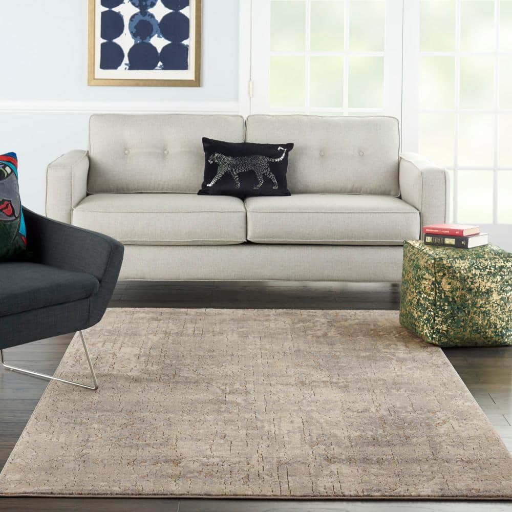 Reversible Abstract Gray Synthetic 5' x 7' Area Rug
