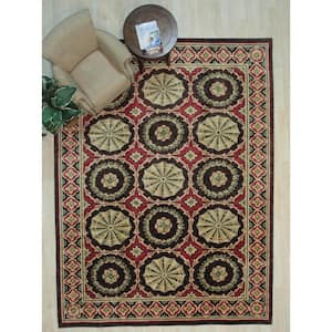 Red Handwoven Wool Transitional Spanish Style Rug, 9' x 13'