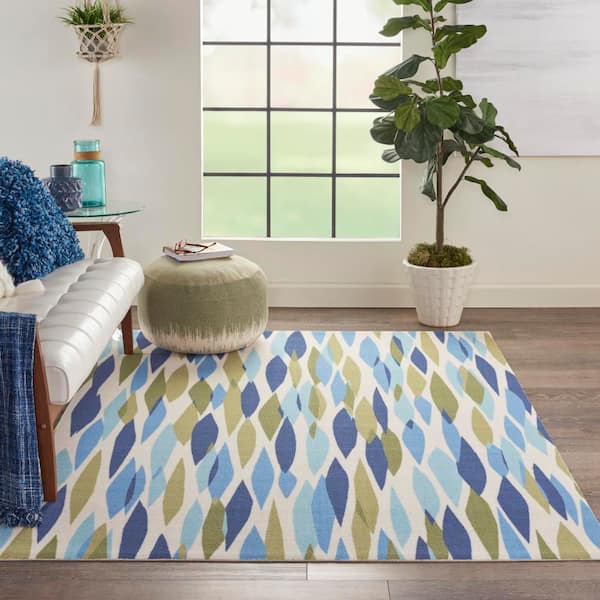 Sun N' Shade Seaglass 4 ft. x 6 ft. Abstract Contemporary Indoor/Outdoor Area Rug