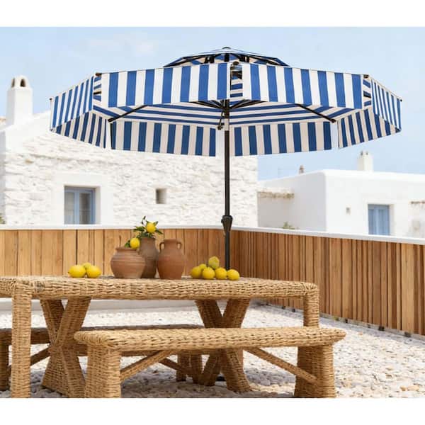 breakwater bay patio umbrella Towerside 6.5 X 10 ft Rect Market Umbrella Breakwater Bay Fabric Color: Red/White, Frame Color: Black