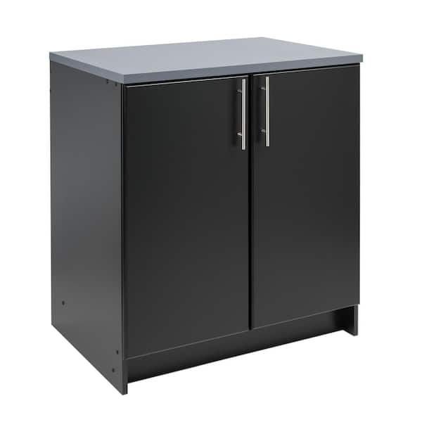 Prepac Wood Freestanding Garage Cabinet in Black (32 in. W x 36 in. H x 24 in. D)
