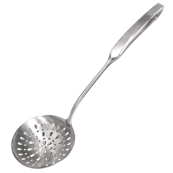 Stainless Steel Skimmer Slotted Spoon, Rustproof Kitchen Strainer Ladle for Efficient Draining, Ergonomic Vacuum Handle