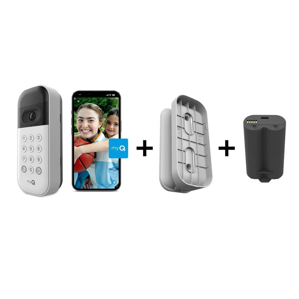 Chamberlain myQ Smart Wireless Garage Door Video Keypad Plus 2nd Rechargeable Battery and Swivel Mount