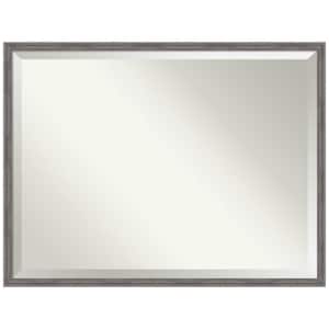 Florence Grey 41.75 in. x 31.75 in. Beveled Casual Rectangle Framed Bathroom Wall Mirror in Gray