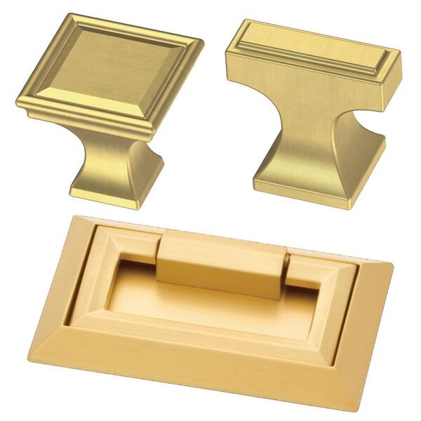 Liberty - Rectangular Platform 3/4 in. (19mm) Brushed Brass Cabinet Knob